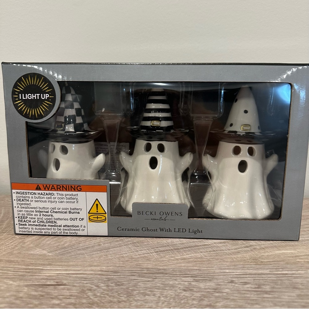 Halloween Ceramic Ghosts with LED Light